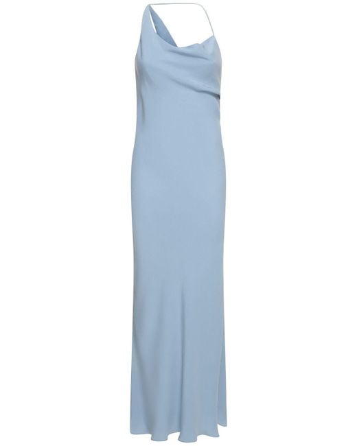 St. Agni Blue Asymmetric Draped Maxi Dress