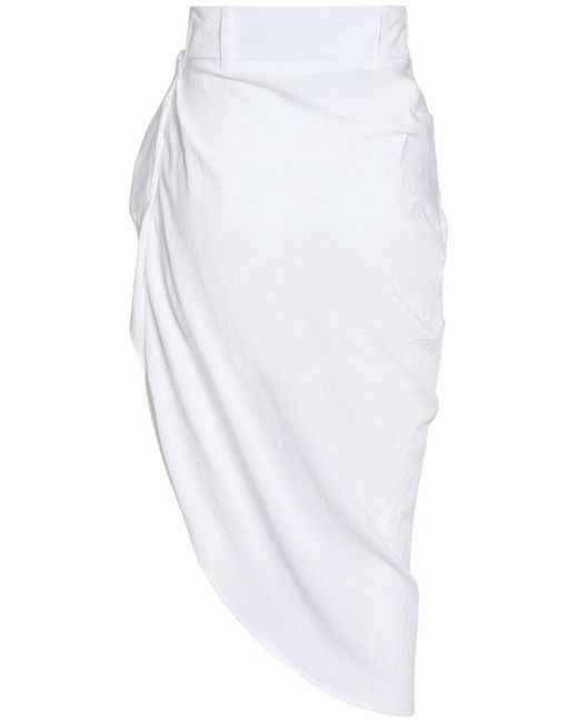 Jacquemus White La Jupe Saudade Satin Midi Wrap Skirt