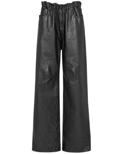 Balenciaga Gray Oversized Leather baggy Pants