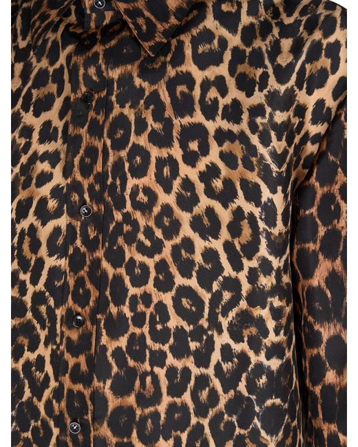 Camicia in seta leopard di Saint Laurent in Black da Uomo