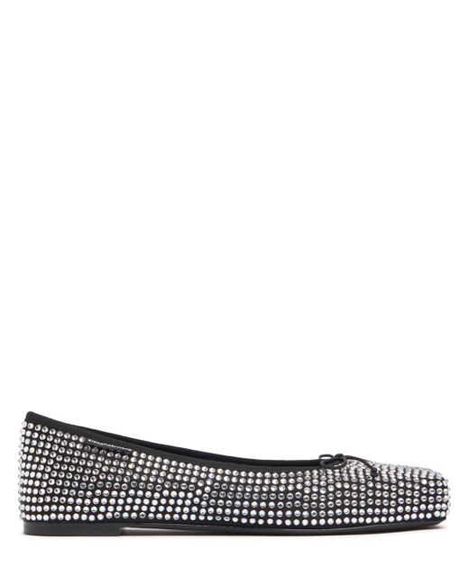 Ballerina in satin con strass all-over di Alexander Wang in Metallic