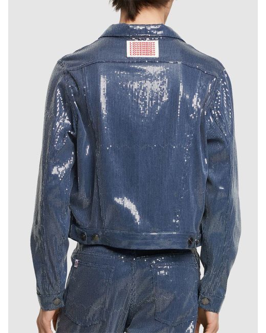 Charles Jeffrey Blue Art Cotton & Viscose Denim Jacket for men