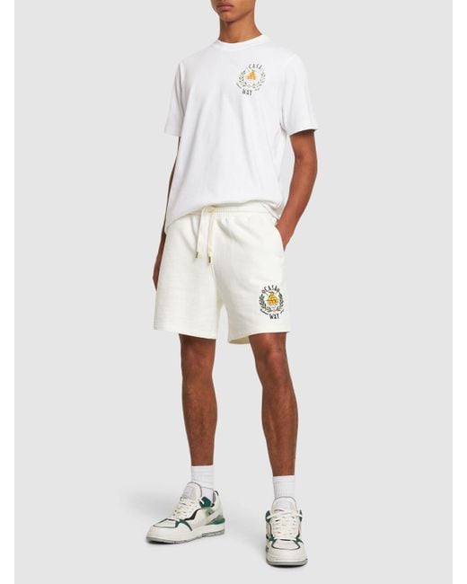 Casablancabrand White Casa Way Cotton Jersey Sweat Shorts for men