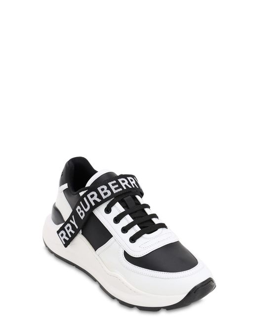 Burberry Leather Sneakers in White (Black) for Men - Save 74% - Lyst