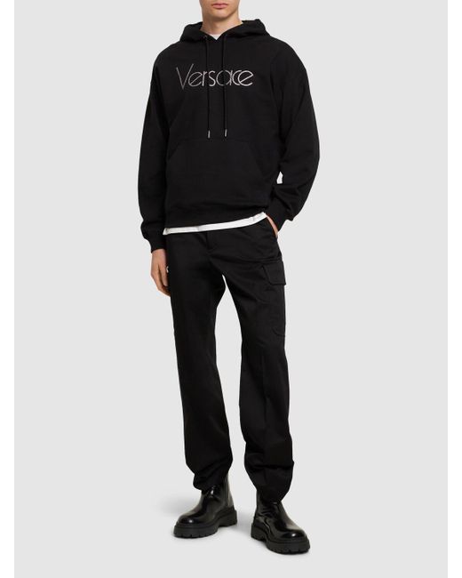 Pantaloni cargo in gabardina di cotone di Versace in Black da Uomo