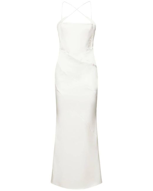 16Arlington Esteli Satin Corset Midi Dress in White | Lyst