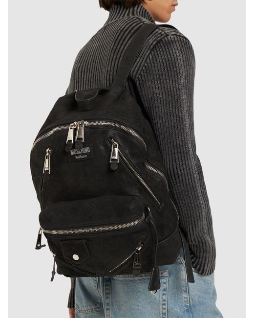 Moschino Black Soft Nappa Leather Backpack for men