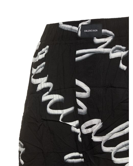 Balenciaga Black Logo Viscose Pajama Shorts