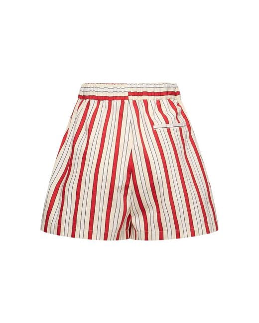 MSGM ストライプ コットンブレンドショートパンツ Red