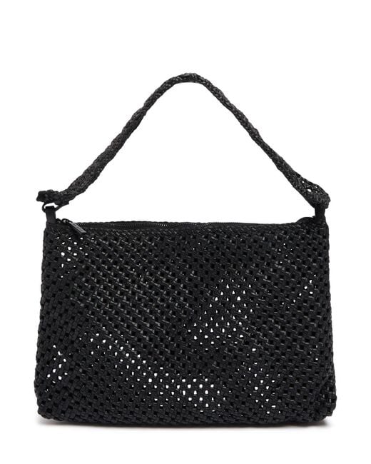 St. Agni Black Macramé Woven Leather Shoulder Bag