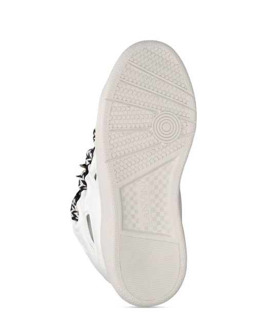 Lanvin White Curb Leather And Pins Sneakers