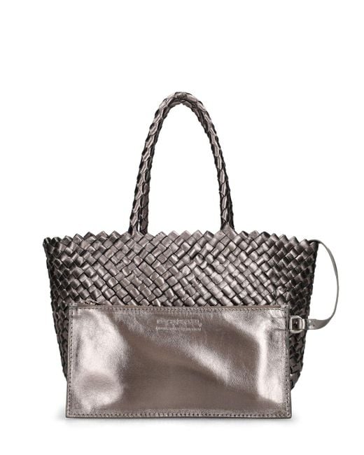 Dragon Diffusion Gray Mini Inside-Out Leather Top Handle Bag