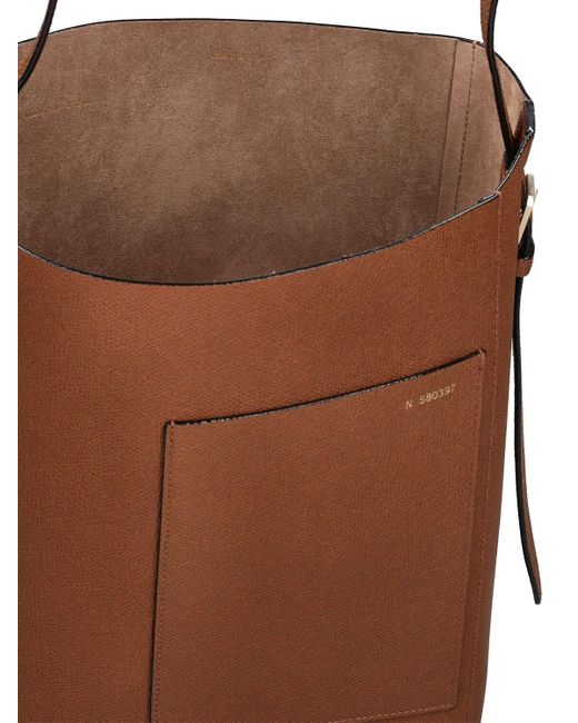 Valextra Brown Medium Bucket Leather Tote Bag