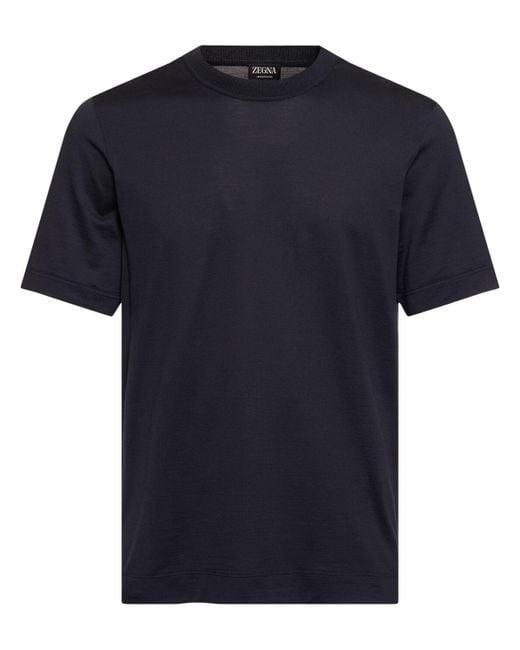 Zegna T-shirt Aus Baumwolle Und Seide "legerissimo" in Blue für Herren