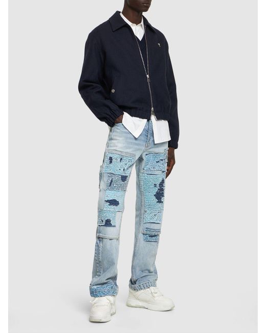 Amiri Blue Patchwork Bandana Carpenter Jeans for men