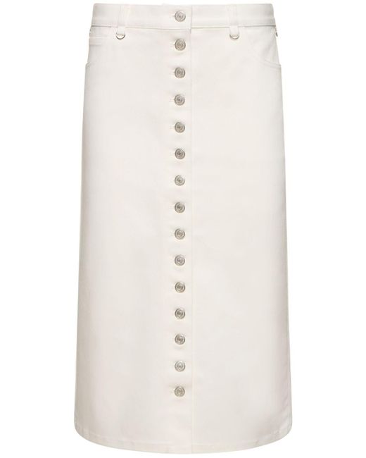 Courreges White Multiflex Cotton Denim Midi Skirt