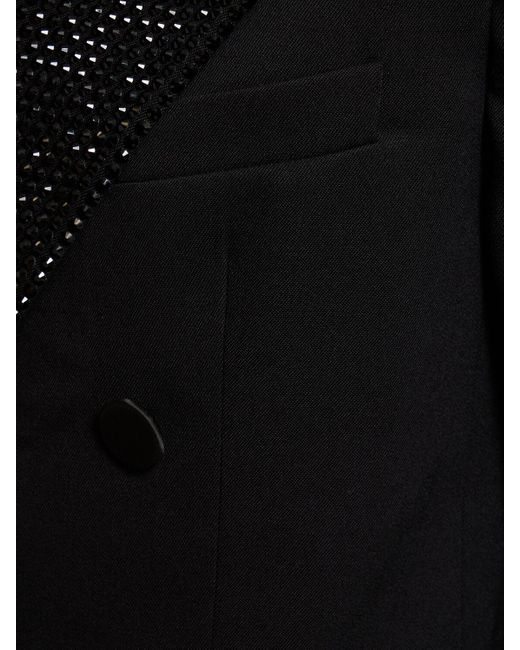 Area Black Embellished Wool Relaxed Fit Blazer