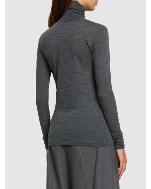 Auralee Gray Super Soft Sheer Wool Jersey Top