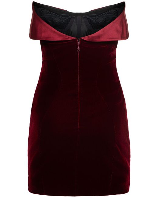 Mugler Red Strapless Velvet Mini Dress