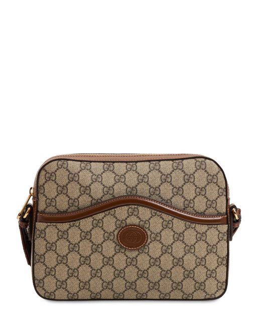 Gucci Leather Messenger Bag W/ Interlocking G in Beige (Brown) for Men