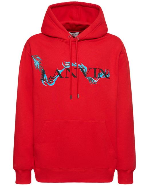 Lanvin Red Chinese New Year Oversized Cotton Hoodie for men