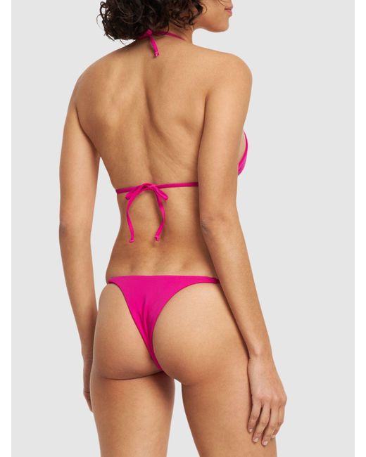 Louisa Ballou Pink Mini Ring Triangle Bikini Top