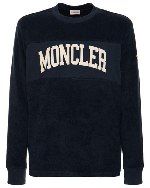 Moncler Sweatshirt Aus Baumwolle Mit Logo in Blue für Herren