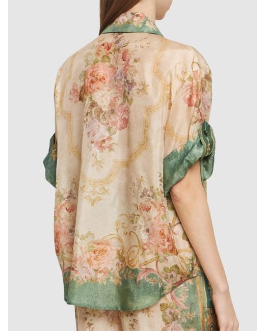 Zimmermann Multicolor + Net Sustain August Floral-print Organic Silk Blouse