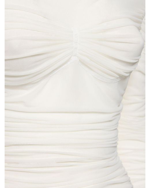 Robe longue en mesh drapé Mugler en coloris White
