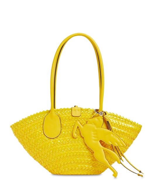 Etro Pegaso Straw Effect & Leather Tote Bag in Yellow Lyst Australia