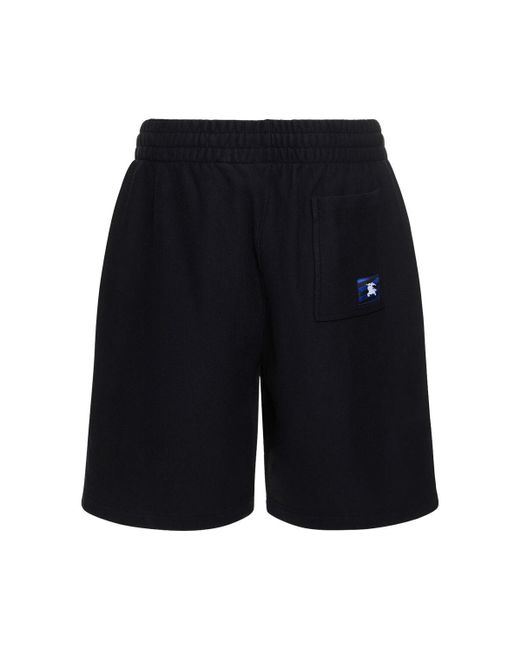 Shorts in felpa di jersey di cotone di Burberry in Blue da Uomo