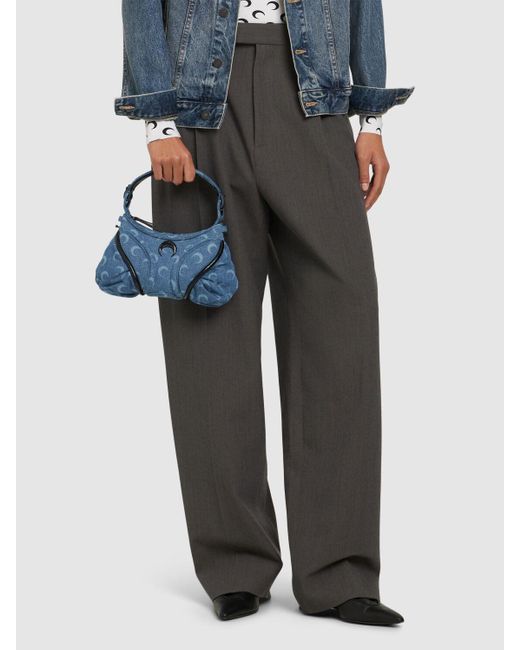 Marine Serre Moon Laser Futura Denim Mini Bag in Blue | Lyst
