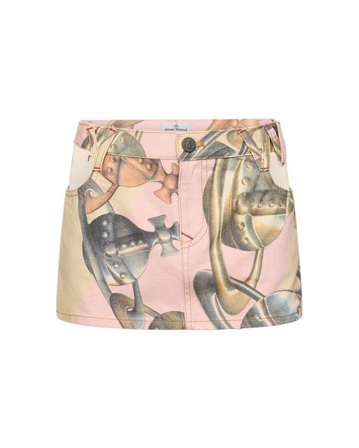 Vivienne Westwood Natural Classic Printed Cotton Denim Mini Skirt