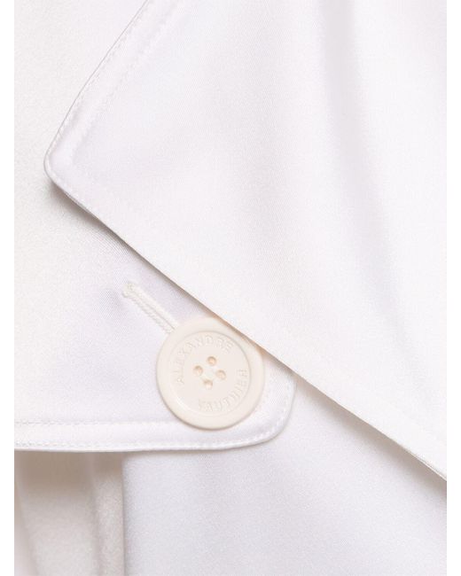 Alexandre Vauthier White Belted Satin Trench Coat