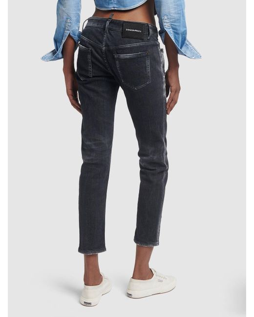 Jeans skinny vita bassa jennifer in denim di DSquared² in Blue