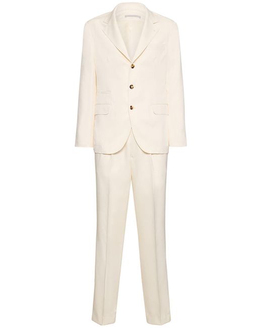 Brunello Cucinelli Natural Silk Single Breasted Suit for men