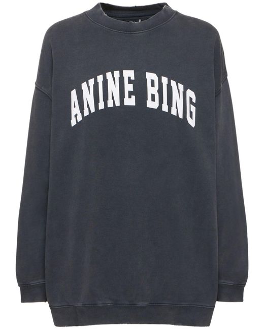 Anine Bing Black Tyler Cotton Logo Sweatshirt