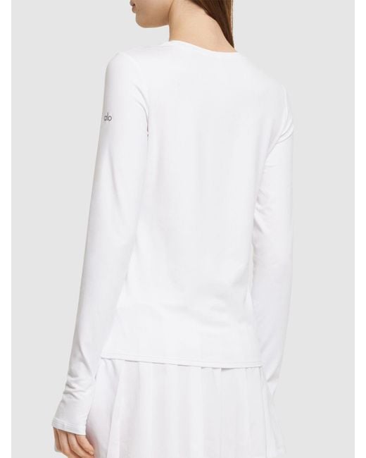 Alo Yoga White Alosoft Finesse Tech Long Sleeve T-shirt