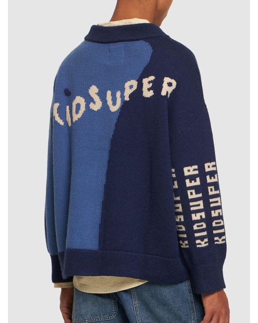 Kidsuper Blue Kidsuper Wool High Neck Sweater for men