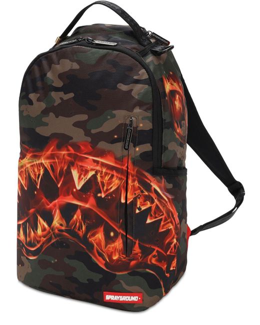 Sprayground Multicolor Fire Shark Backpack for men