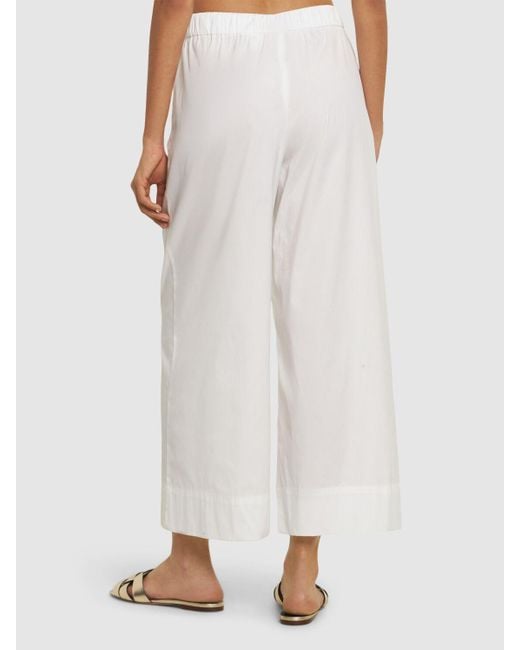 Pantaloni esperia in popeline di misto cotone di Max Mara in White