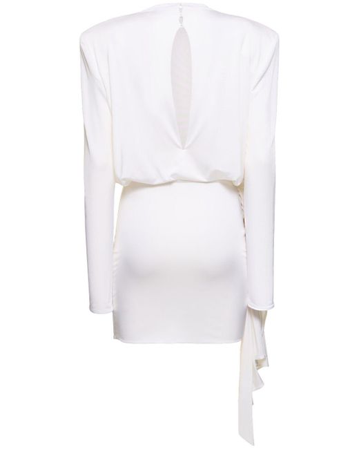 Robe courte en jersey drapé avec fleur Magda Butrym en coloris White