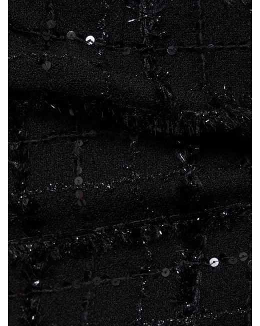 Alessandra Rich Black Midikleid Aus Tweed Mit Pailletten