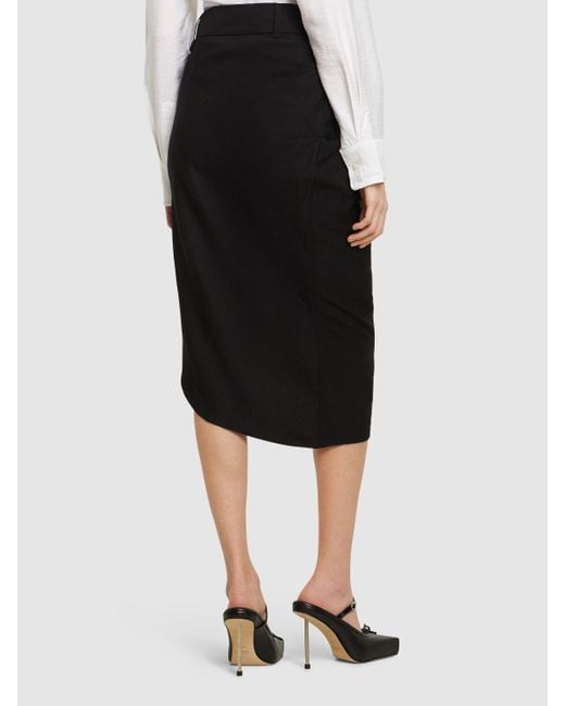 Jacquemus Black La Jupe Saudade Satin Midi Wrap Skirt