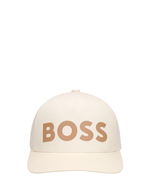 Gorra de algodón con logo Boss de hombre de color Natural