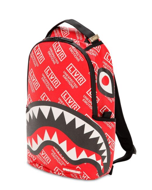 Sprayground Red Lvr Edition Small Logo Printed Backpack for men