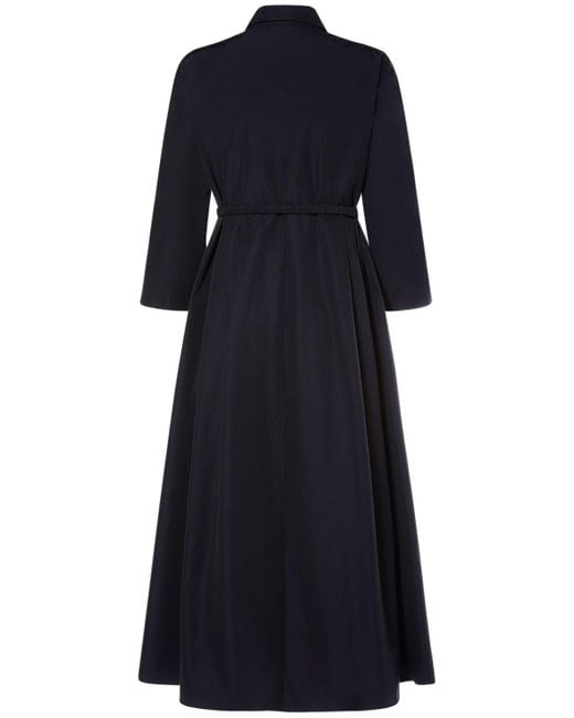 Max Mara Blue Emilia Cotton Blend Midi Shirt Dress