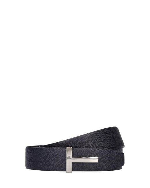 Tom Ford White 4cm Reversible Leather T Belt for men