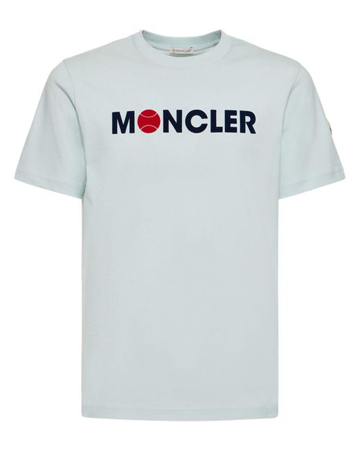 Moncler T-shirt Aus Baumwolljersey Mit Logo in Gray für Herren