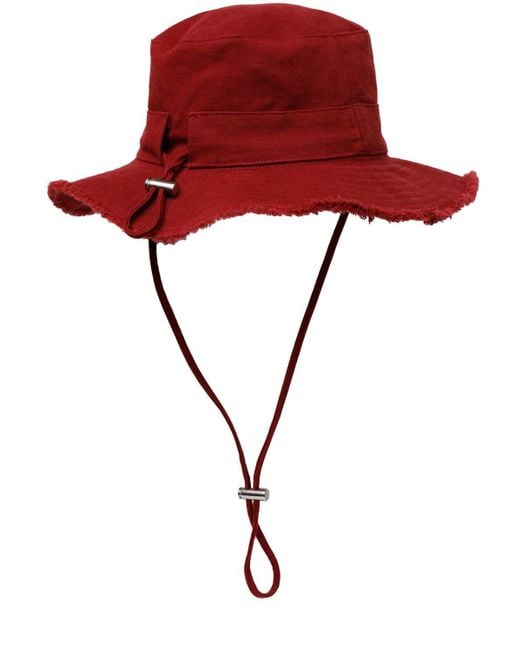 Jacquemus Red Le Bob Artichaut Cotton Logo Hat